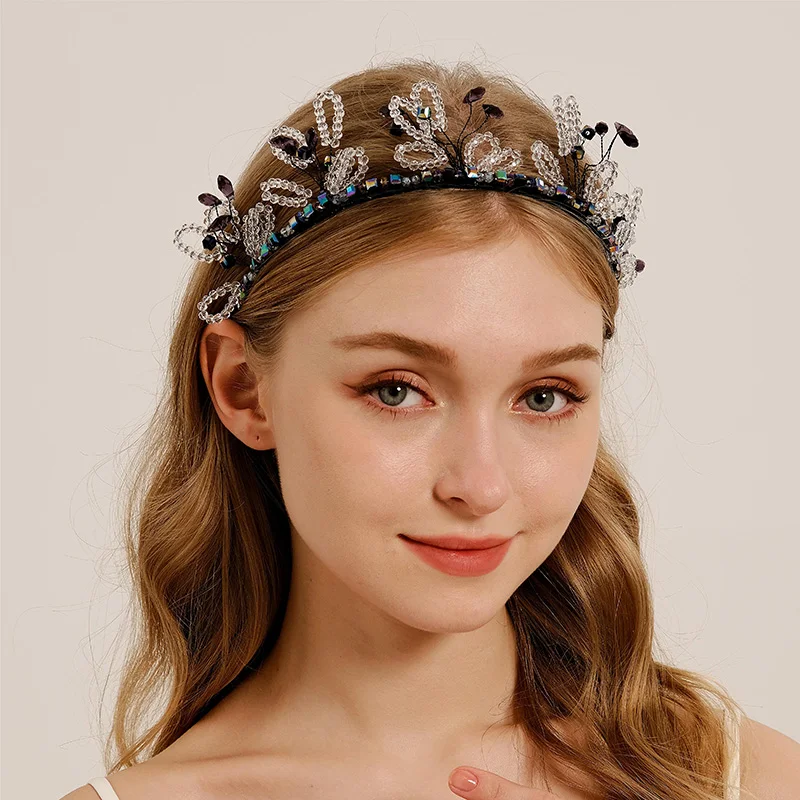 

Handmade Crystal Flowers Hair Bands Accessories Europe And The United States Prom Hair Accessories Wedding Headwear