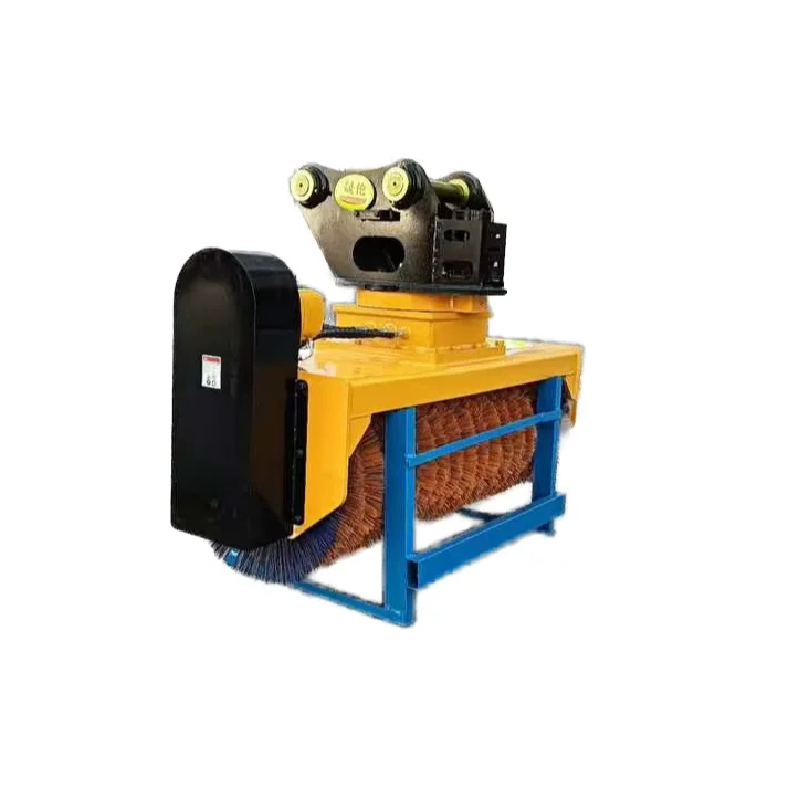 Rotating Hydraulic Carbon Steel Sweeper Brush For 5-8 Ton Excavator Construction Machinery Attachments