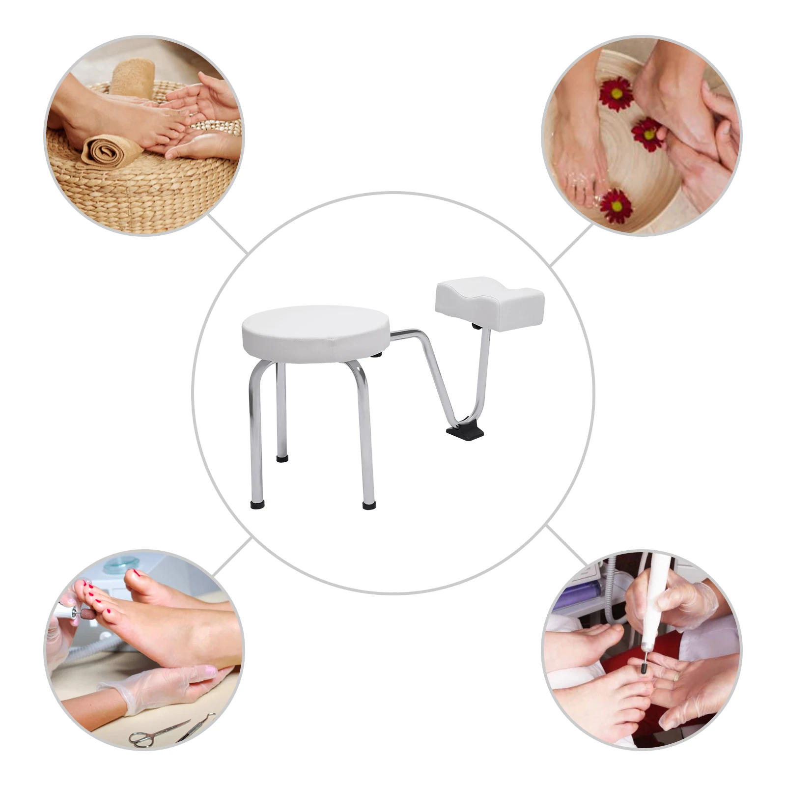 مقعد باديكير قابل للتعديل مع مسند للقدمين، مقعد محمول لتقنية الأظافر لصالونات التجميل والمنتجعات الصحية للاستخدام المنزلي