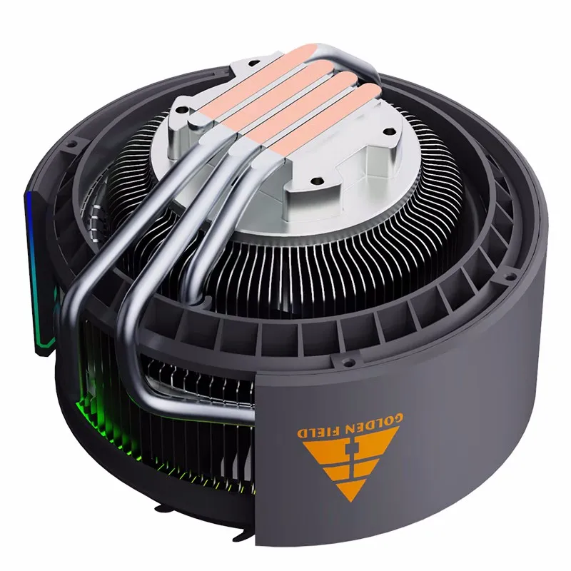 Imagem -06 - Motor de Campo Dourado Ventilador Silencioso Radiador Cpu Rgb Colorido Tubo de Cobre Suporte Lga775 115x 1366 1200 Core i3 i5 i7 Amd Cpu