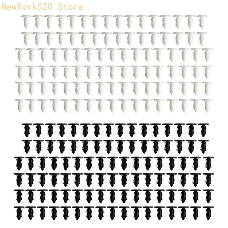 100Pcs/set Black and White Rivet Clips Plastic Push Pins Plastic Hole Hood Pressure Pins for Car Roof Garden Furniture N84C