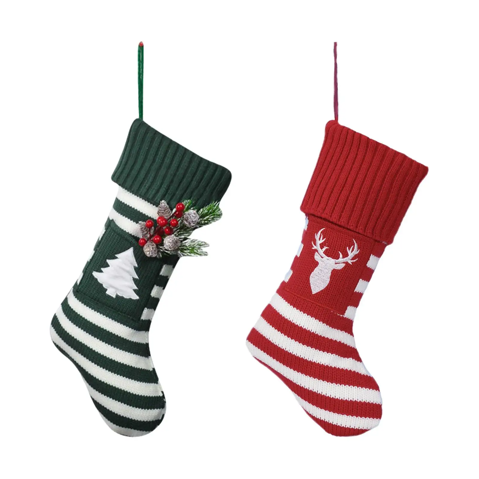 Christmas Stocking Soft Goodie Bag Novelties Ornament Candy Bag Xmas Hanging Sack for Holiday Decoration Party Offices Homes