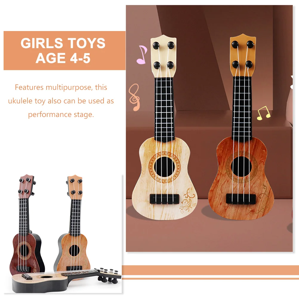 2-delige mini-ukelele muziekinstrument speelgoed kinderen peuter model plastic vroege onderwijs ukeleles speelgoed modellen leren