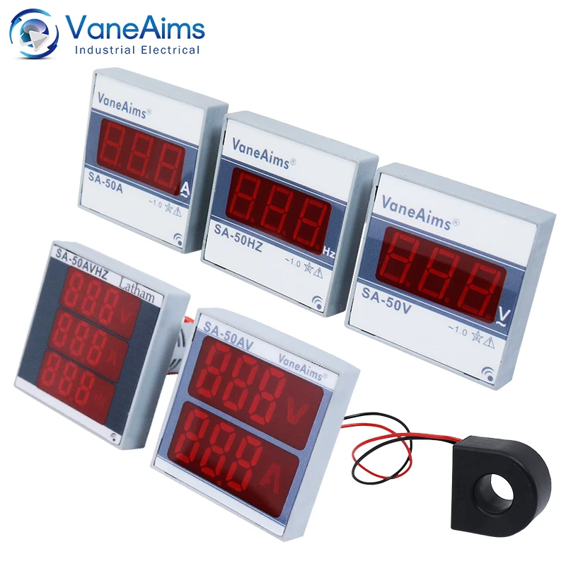 22 mm SA-50 vierkante voltmeter digitaal display voltmeter ampèremeter indicatielampje pilot lamp amp volt Hz meter spanningsmeter 30-500v