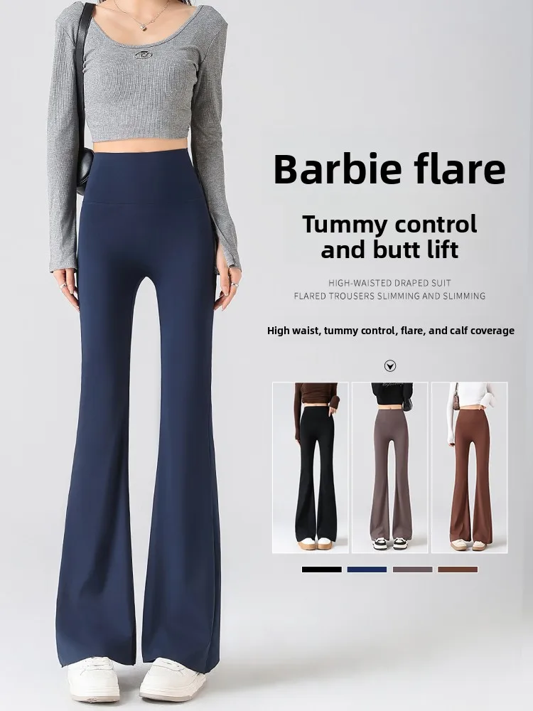 

Blue High Waist Yoga Pants Women's Fitn Flare Bot Spring New Sle Slimming Butt Lifting ark Flare Pants Casual