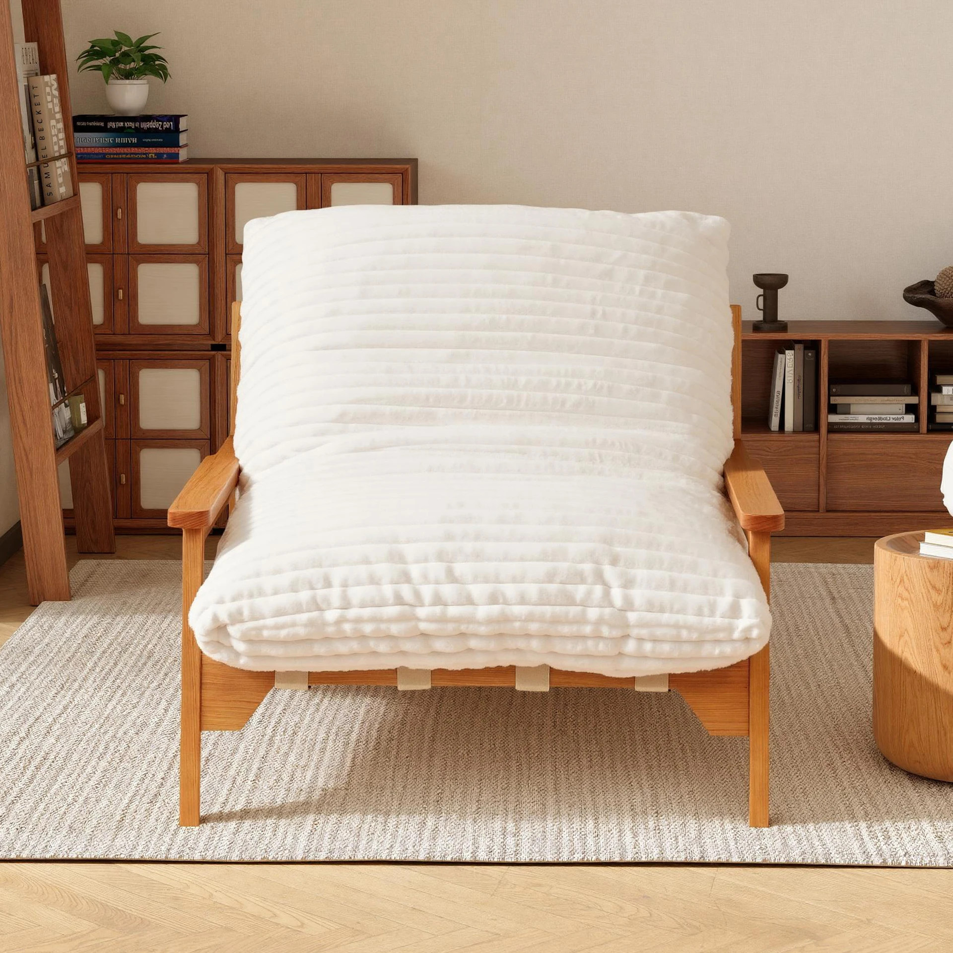 Voxhome In Stock Single Sofa Beige Lounge Chair With Armrests Sponge Down Filled Couch Living Room Sofa Furniture Lazy Sofa