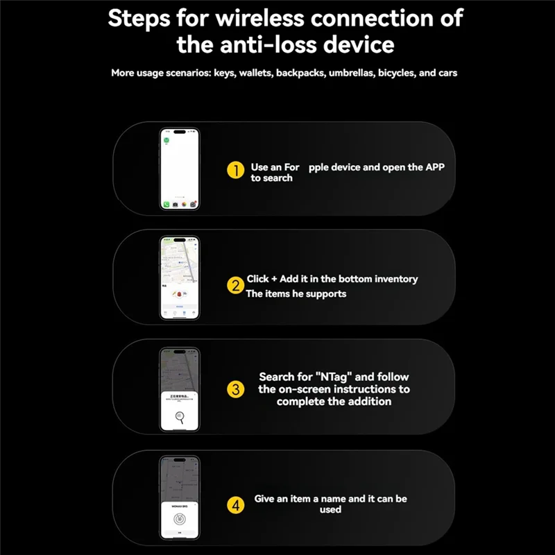 جهاز تعقب الأمتعة اللاسلكي ABMF-Mini Smart N Tag يعمل مع Find My، جهاز تحديد موقع العناصر للمفتاح والأمتعة وحقيبة الظهر