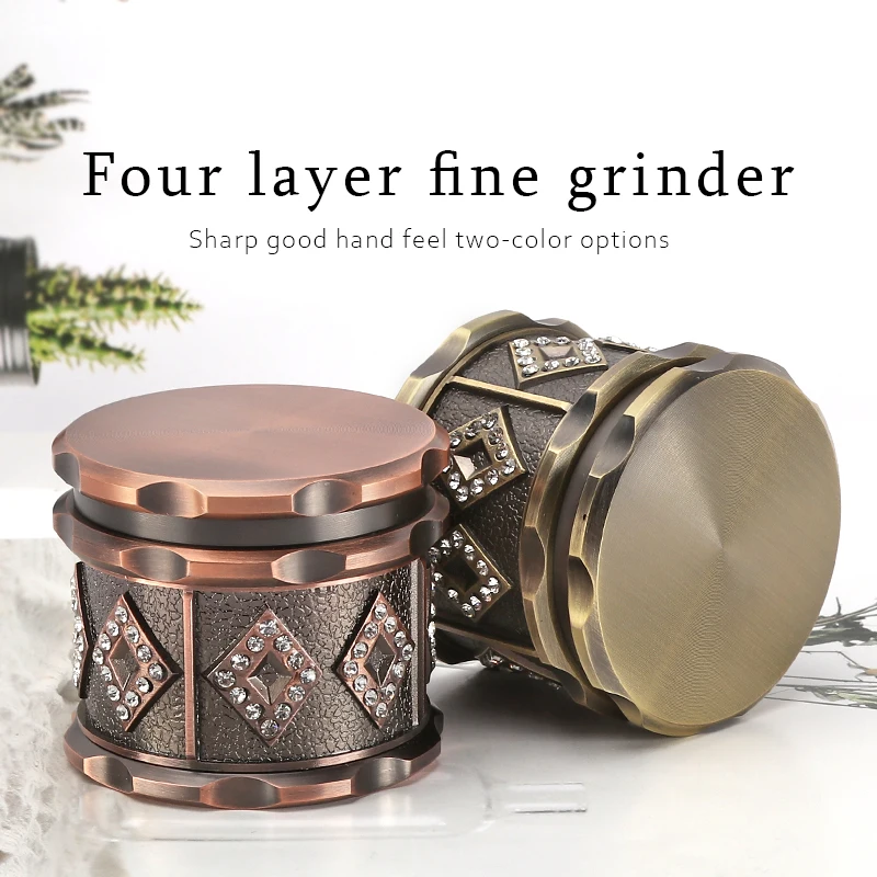 60mm 4-Layer Herb Tobacco Grinder Manual Grass Spice Herbal Vintage Style Crusher Machine Smoking Tool