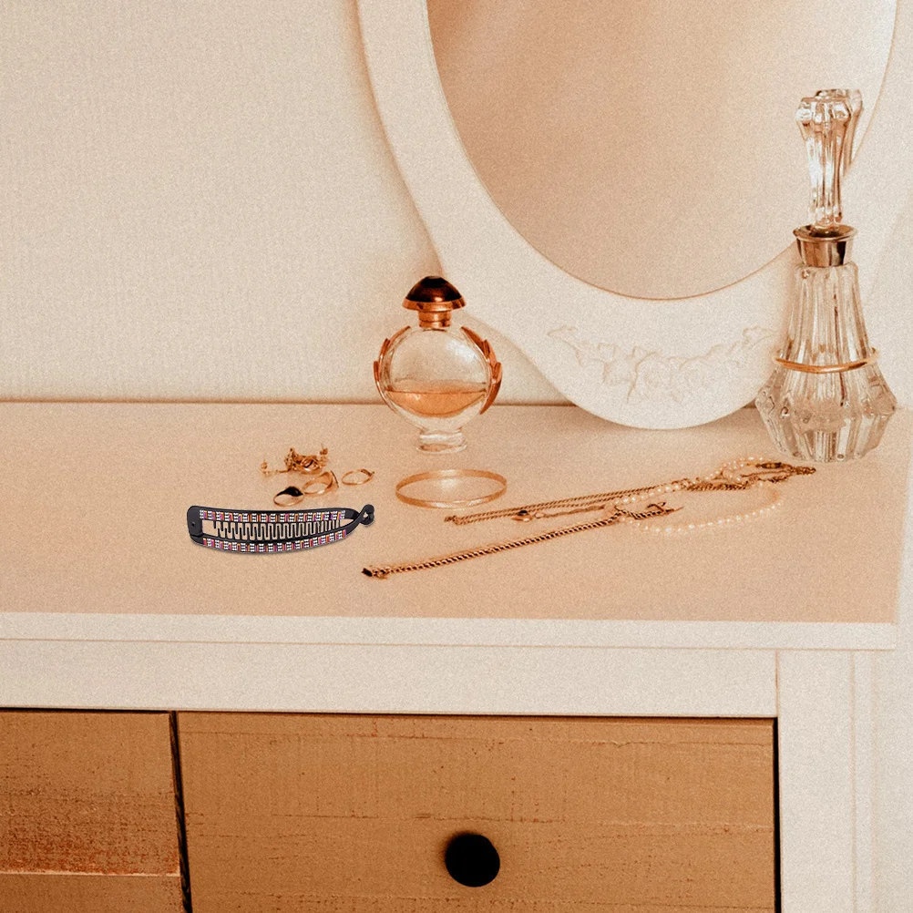 

6pcs Fish Shape Clips Rhinestone Ponytail Holder Vertical Hair Clamp For Long Thick Hair Women Party Wedding Updo Styling Tool