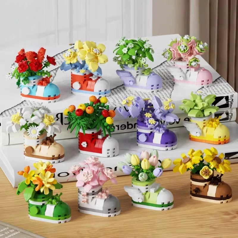 

SEMBO строительные блоки с имитацией тюльпана, детская образовательная сборка, вечные цветочные украшения, игрушки, креативное украшение для рабочего стола