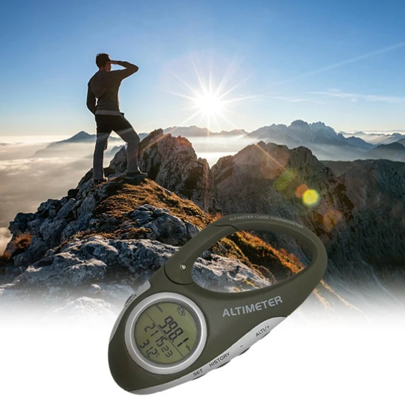 

Mountaineering buckle handheld tool electronic altimeter barometer altitude gauge electronic thermometer outdoor barometer