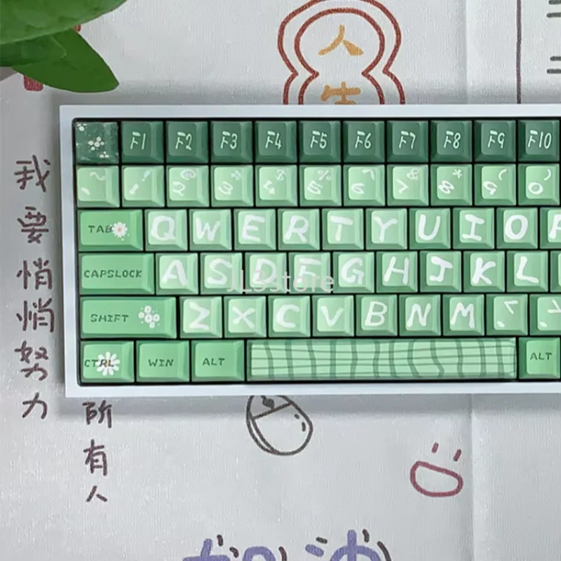 

Camping small daisy five-sided sublimation pbt mechanical keyboard cap full set F65/ZX75/OG80/F97 available