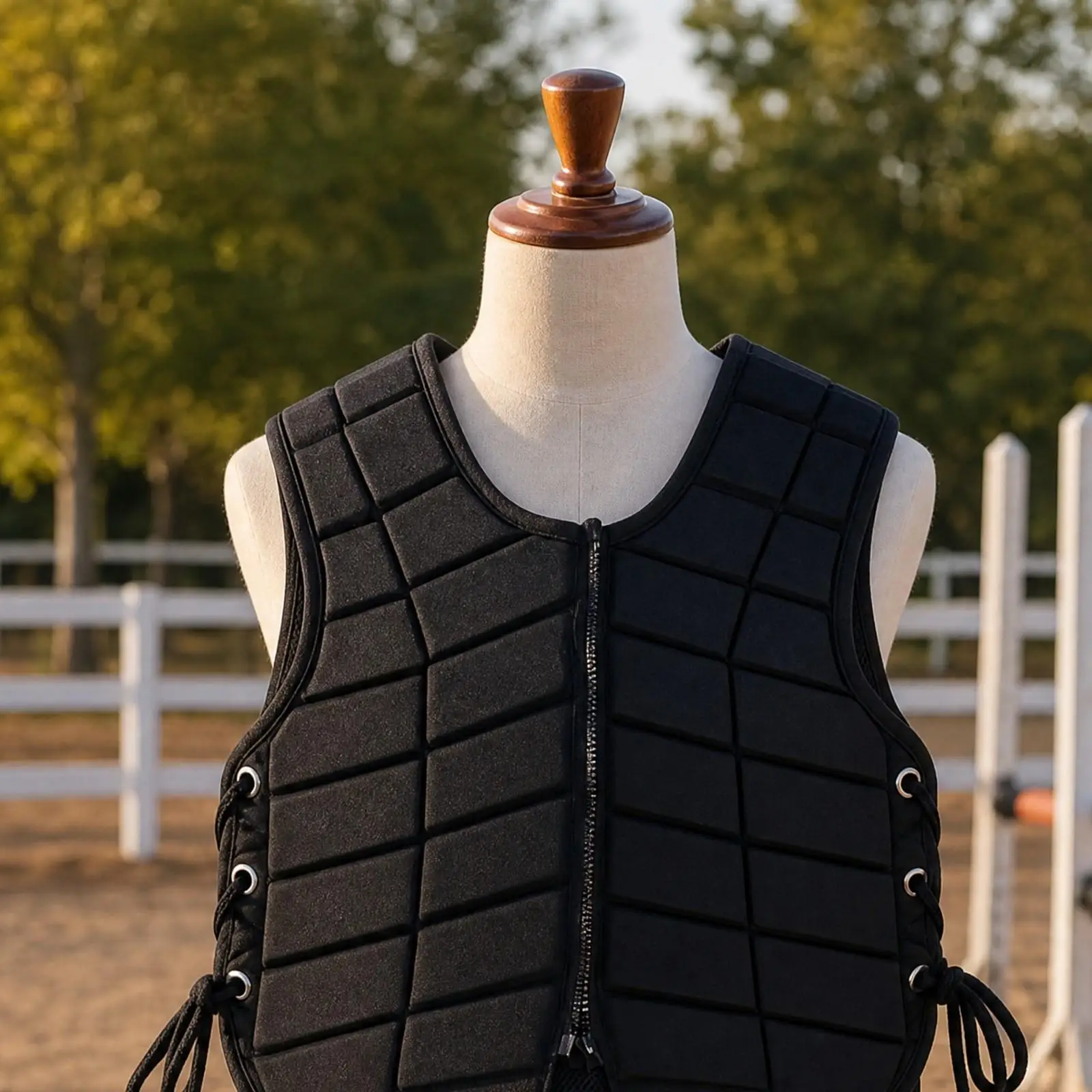 Rider Safety Vest for Equestrian Use Breathable Padded Guard with Side Lace Fit for Horseback Training and Outdoor Riding