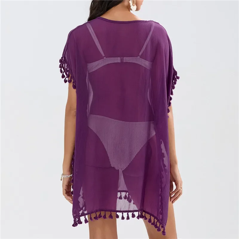 Traje de baño de ganchillo con huecos de encaje para mujer, vestido de playa para mujer, traje de baño de verano 2025, Túnica para mujer