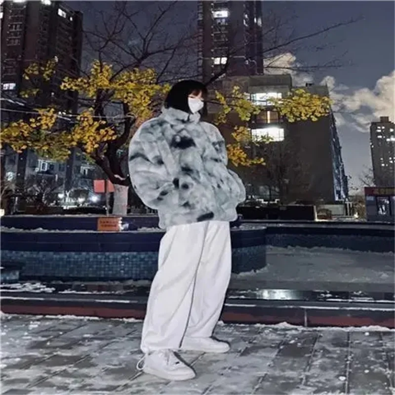 Plush Coat Coat for Women 2023 New Fashion Elegant Commuting Winter Rabbit Hair Korean Version Loose Lamb Fleece Tie Dyed Fur