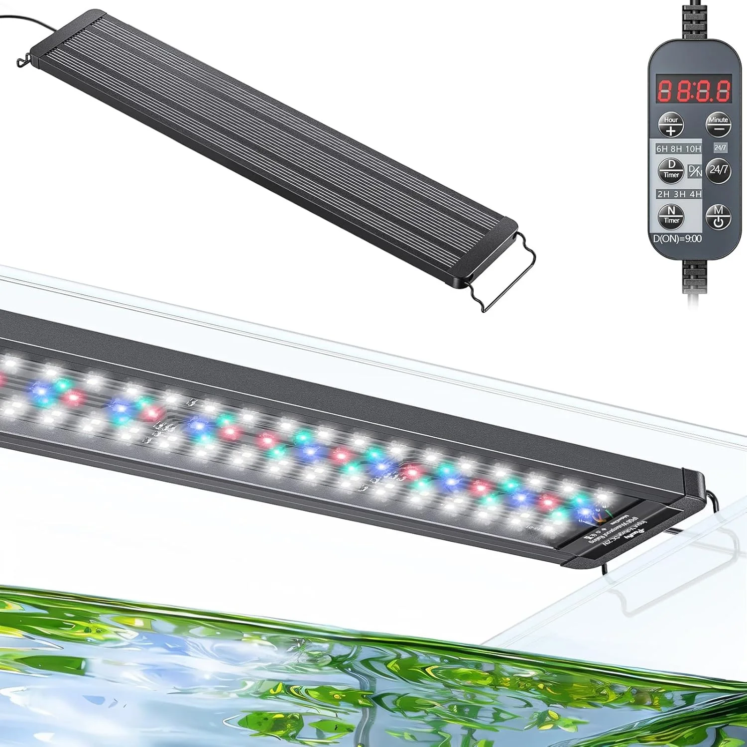 

33W 24/7 Aquatic Plant Grow Light LED Aquarium Light Full Spectrum Freshwater Fish Tank Light Sunrise-Daylight-Moonlight Mode