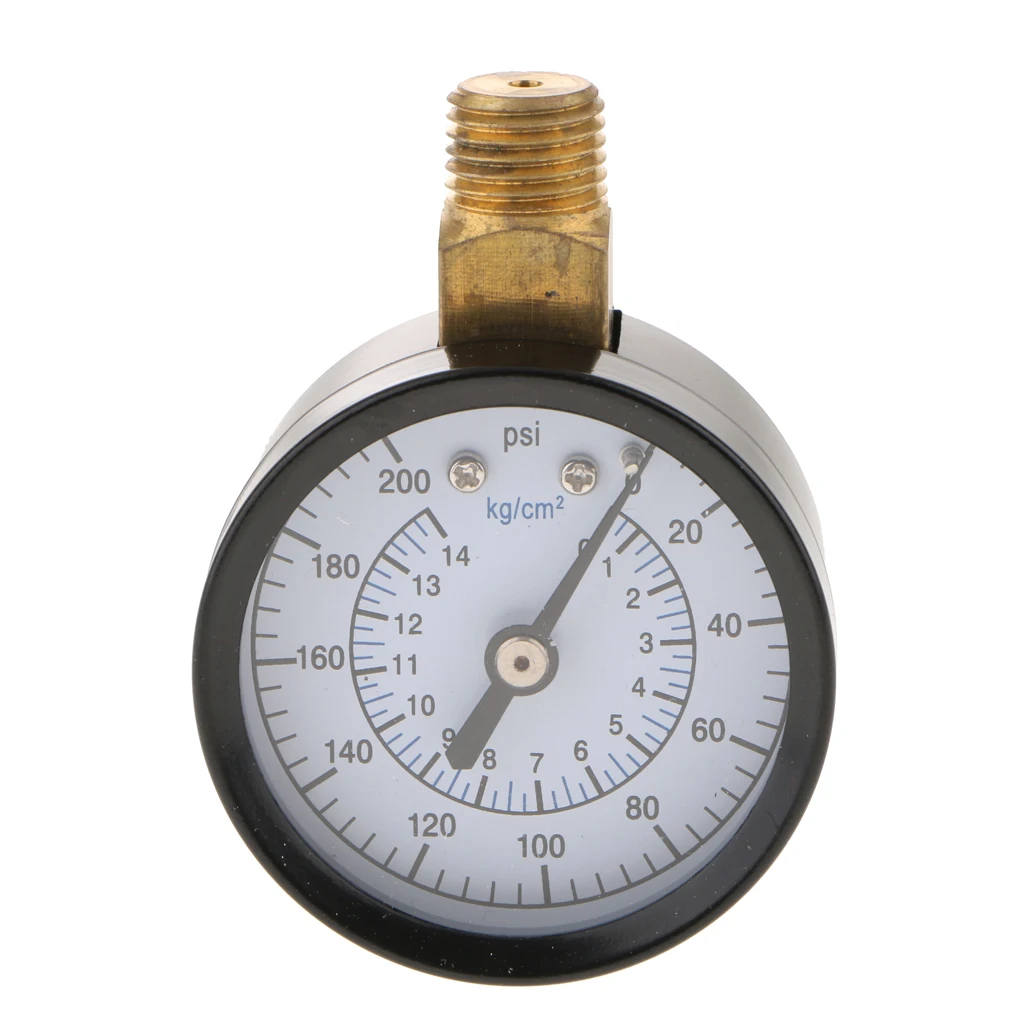 0-200psi,0-60psi Pressure Meter Manometer Gas Water Oil Black New