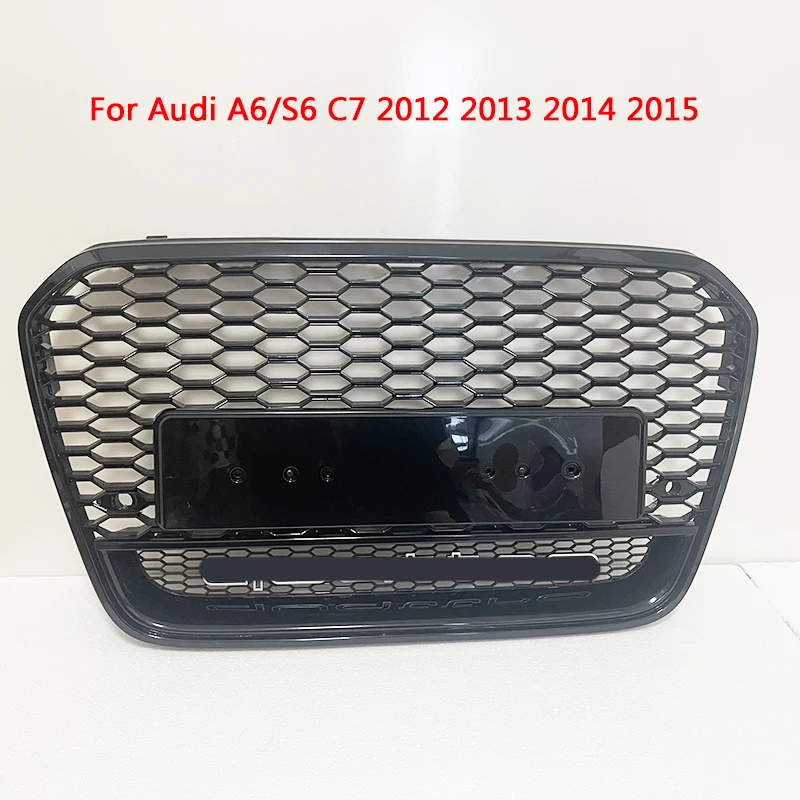 

For RS6 Style Front Sport Hex Mesh Honeycomb Hood Grill Black For Audi A6/S6 C7 2012 2013 2014 2015 Car-Styling Accessories