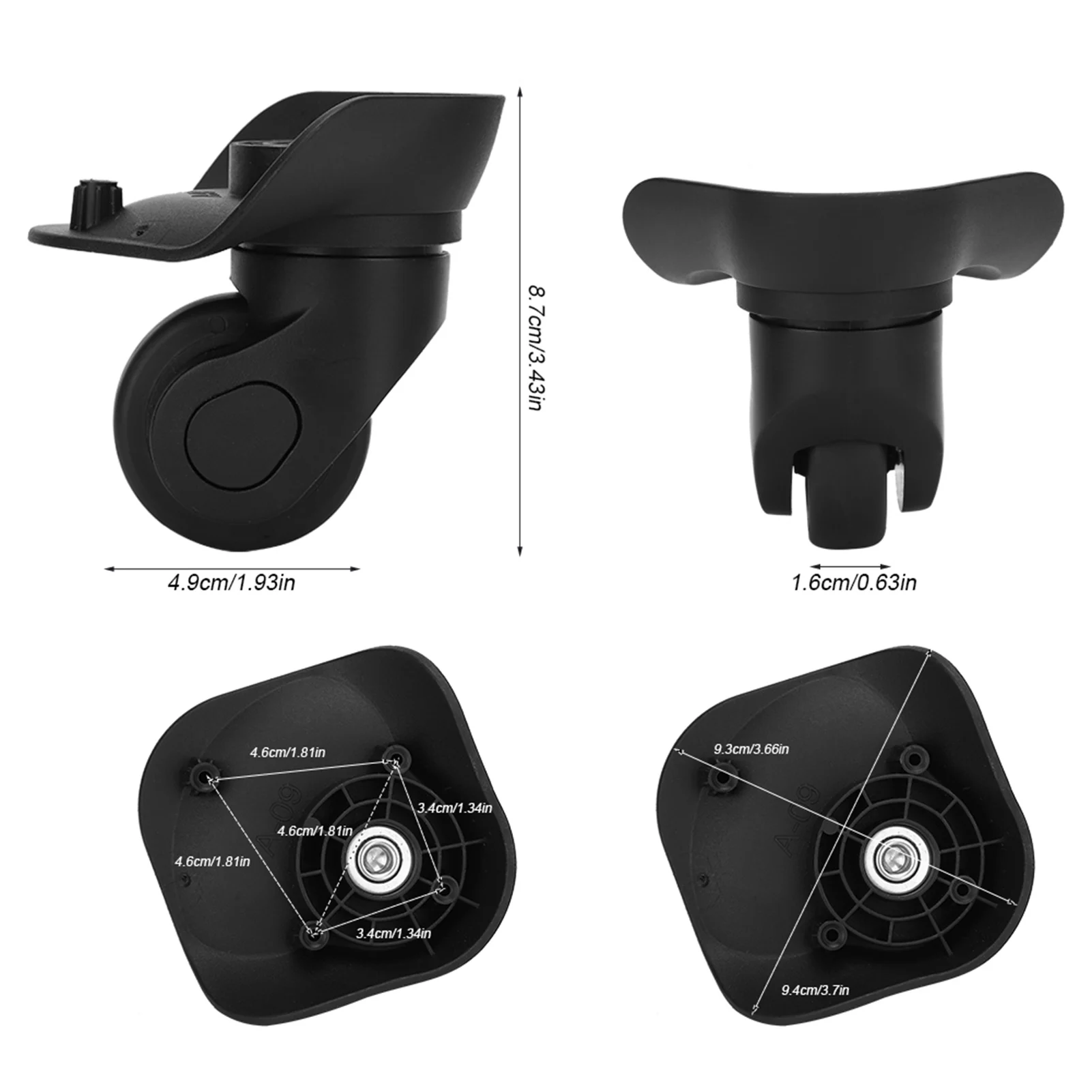 A Pair Black Suitcase Mute Single Row Wheel Luggage Replacement Outdoor Supplies Suitcase Replacement Wheel Mute Suitcase Wheel