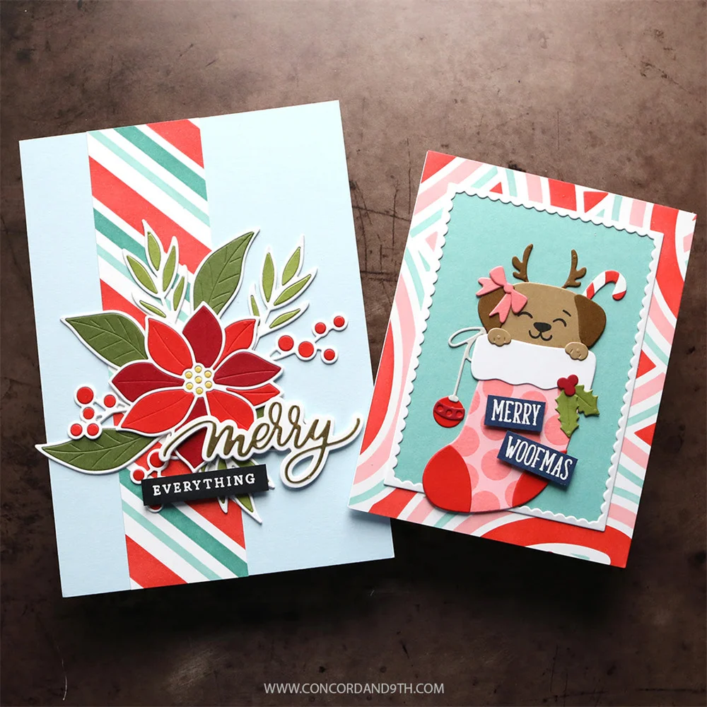 October 2026 New Berries and Leaves Floral Embrace Poinsettia Inlay Christmas Winter Concord&9th Dies Stamp Scrapbook DIY Crafts