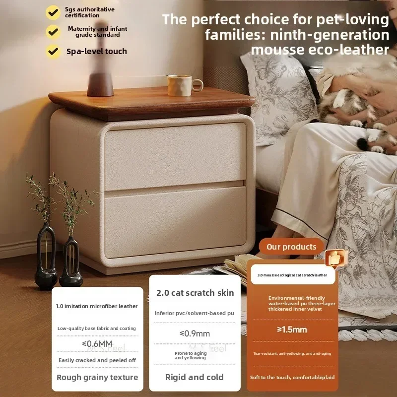 Bedside Table Installation-free Bedroom Medieval Cream Wind Solid Wood Drawer Storage Cabinet Bedside Cabinet