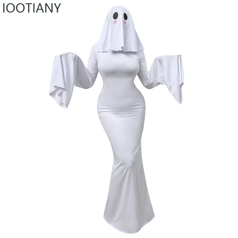 

CosplayHalloween New White Fashion Sexy Backless Dress Ghost Women Costume Ladies Cute Ghost Skirt Witch Stage Role Playing Cost