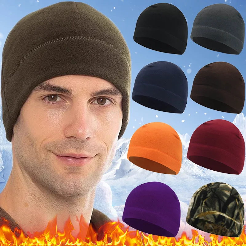 

Fashion Winter Warm Beanies Hats Windproof Polar Fleece Warm Caps Thermal Unisex Skullies Hat for Outdoor Running Cycling Skiing