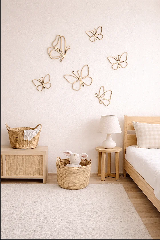 Set of 6 Wooden Wall Butterfli - đánh giá và giá Baby Nursery Kit