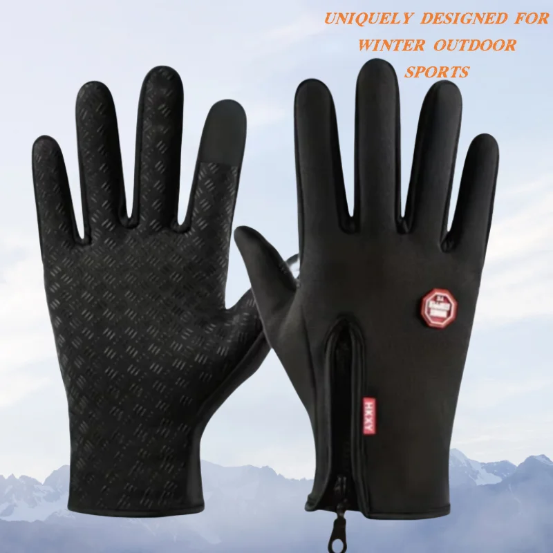 Winter men's waterproof cold resistant gloves safety protection warm gloves for skiing riding driving touch screen