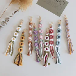 Bohemia Hand-knitted Flower Tassel Key Chains Mobile Phone Strap for Women Creative Colored Keychain Bag Lanyards Accessories