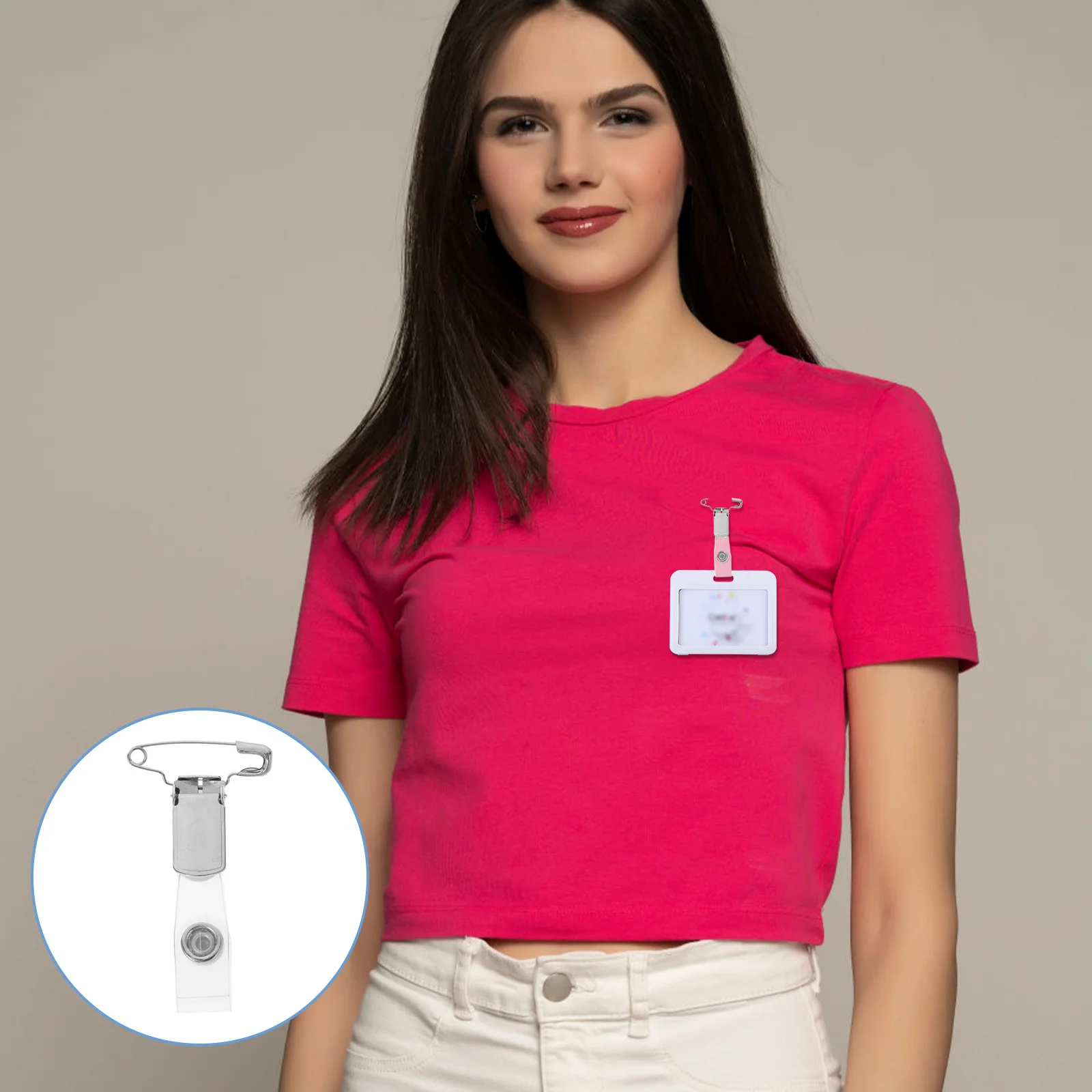 

10pcs Metal Holder Clear Pvc Strap Flip Cover For Name Tags Work Cards Portable Compact Design Name Clips Id