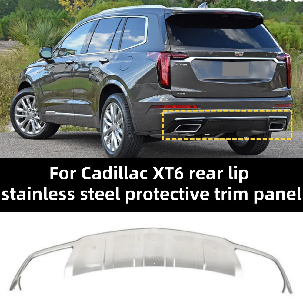 

For Cadillac XT6 2019-2023 car rear bumper lower lip stainless steel protective decorative panel