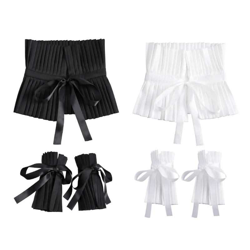 pieza-para-cuello-con-volantes-blanca-unica-diseno-corbata-ajustable-munequeras-transpirables-armario