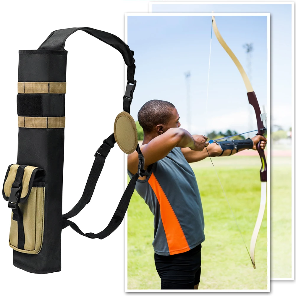Archery Quiver with Molle System Pocket Back Arrow Quiver Dual Use Adjustable Arrow Bag for Target Shooting Hunting