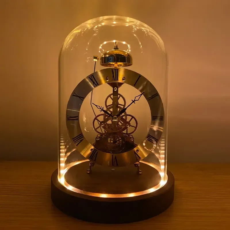 Retro Black Walnut Solid Wood Desktop Clock Luminous Voice Activated Home Decor Timepiece Modern Minimalist Alarm Clock for
