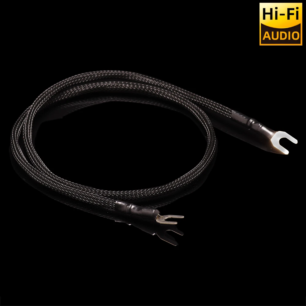 ▲ Kabel uziemiający Pureline HIFI, posrebrzany OCC, 2x0,8mm² z końcówką U do gramofonu winylowego, systemu fonograficznego. — zdjęcie produktu 3