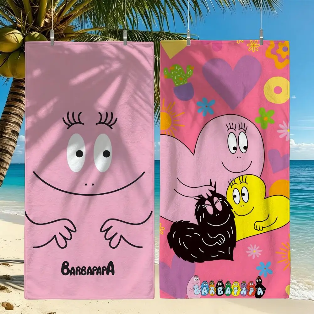 Animation B-Barbapapa Towel Towel Beach Towel Oversized Quick Dry Towel Absorbent Soft Swim BeachTowels for Men Women