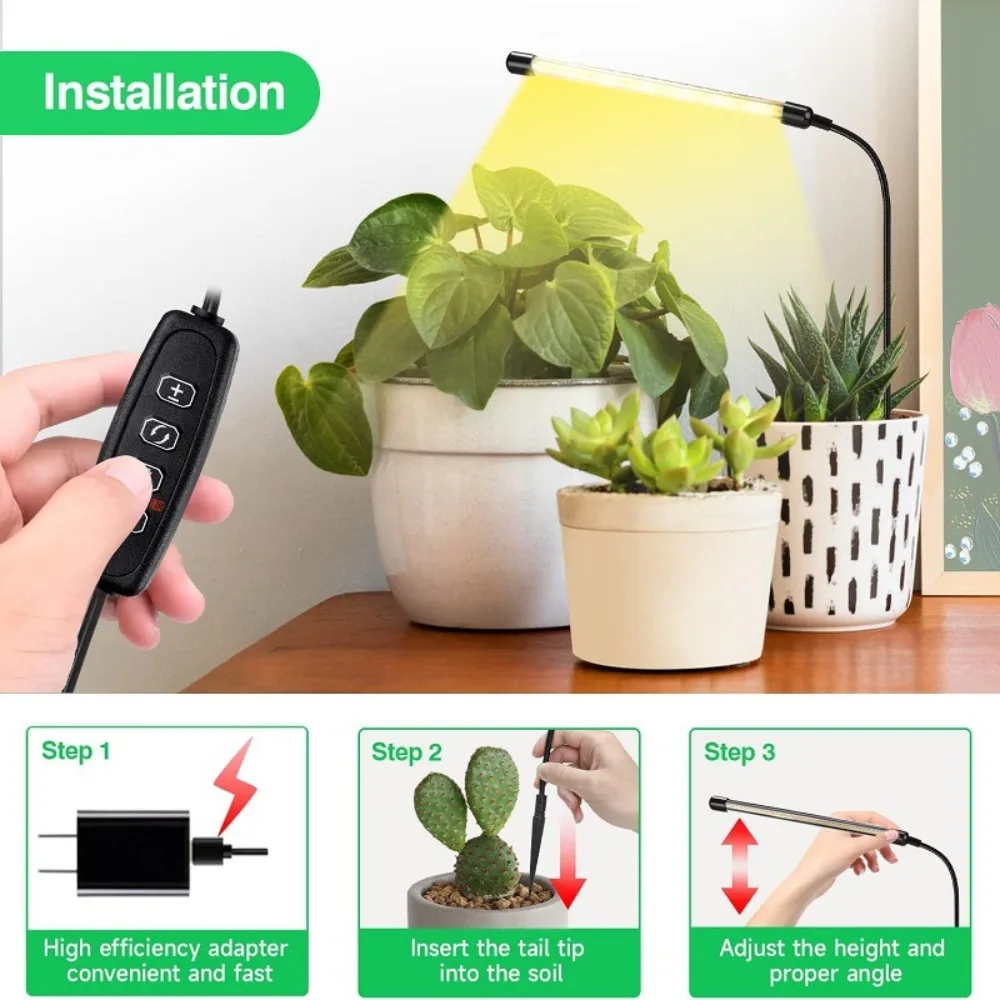 led-3段階タイマー付き、地面に立てて使用する植物育成ライト。全スペクトル、アルミニウム合金製ハウジング。室内植物用。