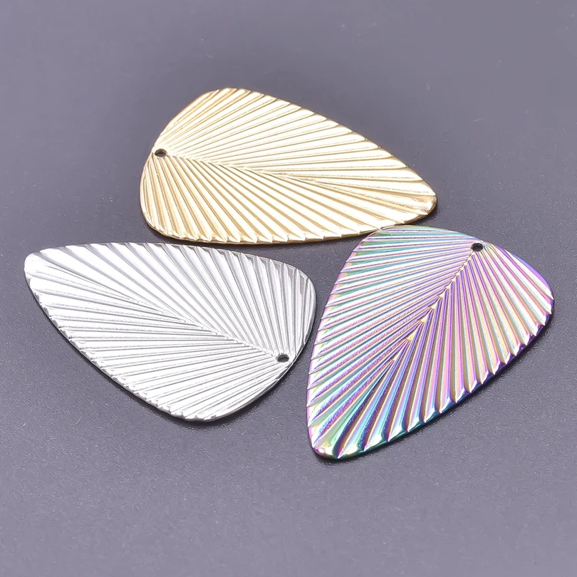 

7pcs/Lot Green Leaves Brief Colour Stainless Steel Pendant Palm-Leaf Fan No Fading Pendants Hand Making Diy Necklace Accessories