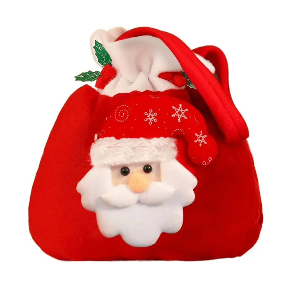 Bolsa de dulces con estampado de Papá Noel para niños, decoración de fiesta, bolsa de regalos de Navidad, saco de frutas de la paz