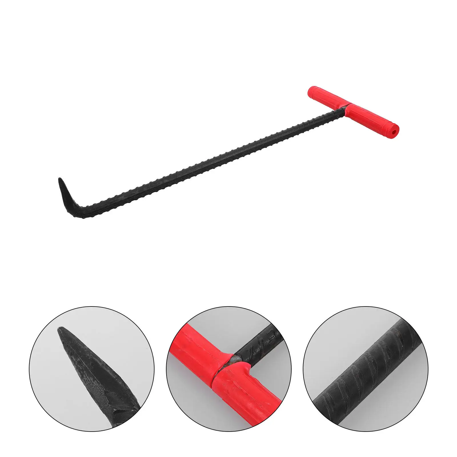 Heavy Duty Iron T-Hook Manhole Cover Lifter – Non-Slip Handle for Sewer Drain Grate Pulling