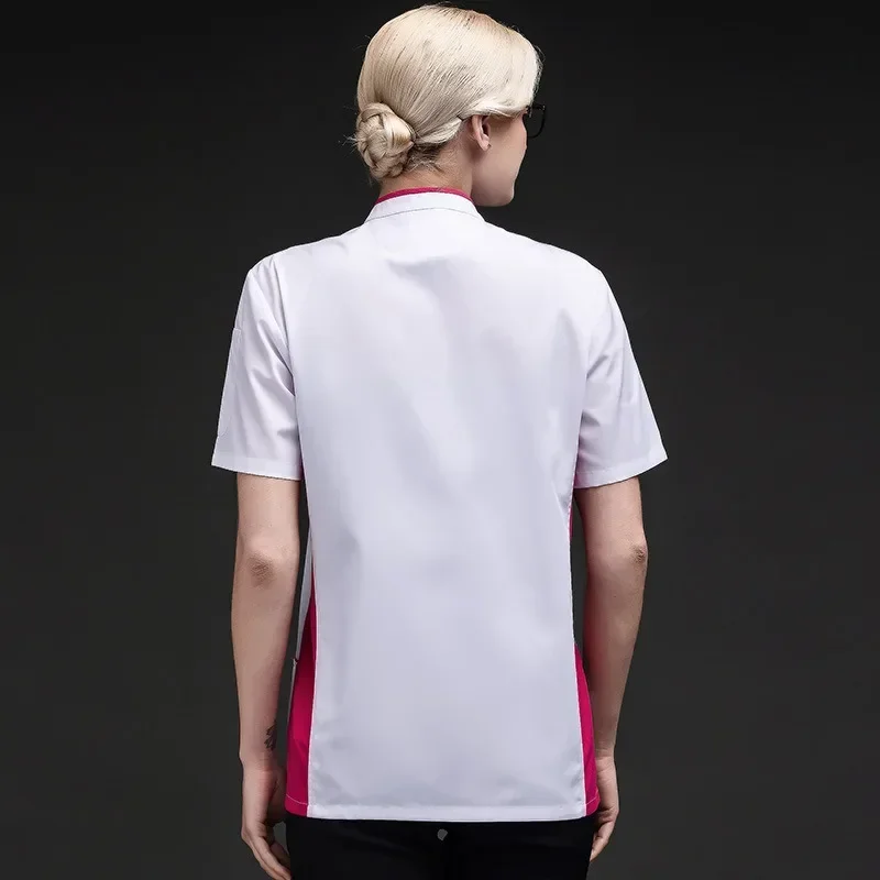 قميص الشيف سترة الطاهي للرجال والنساء معطف الطبخ مطعم فندق المطبخ ارتداء النادل موحدة قصيرة الأكمام ملابس المطبخ تقديم الطعام