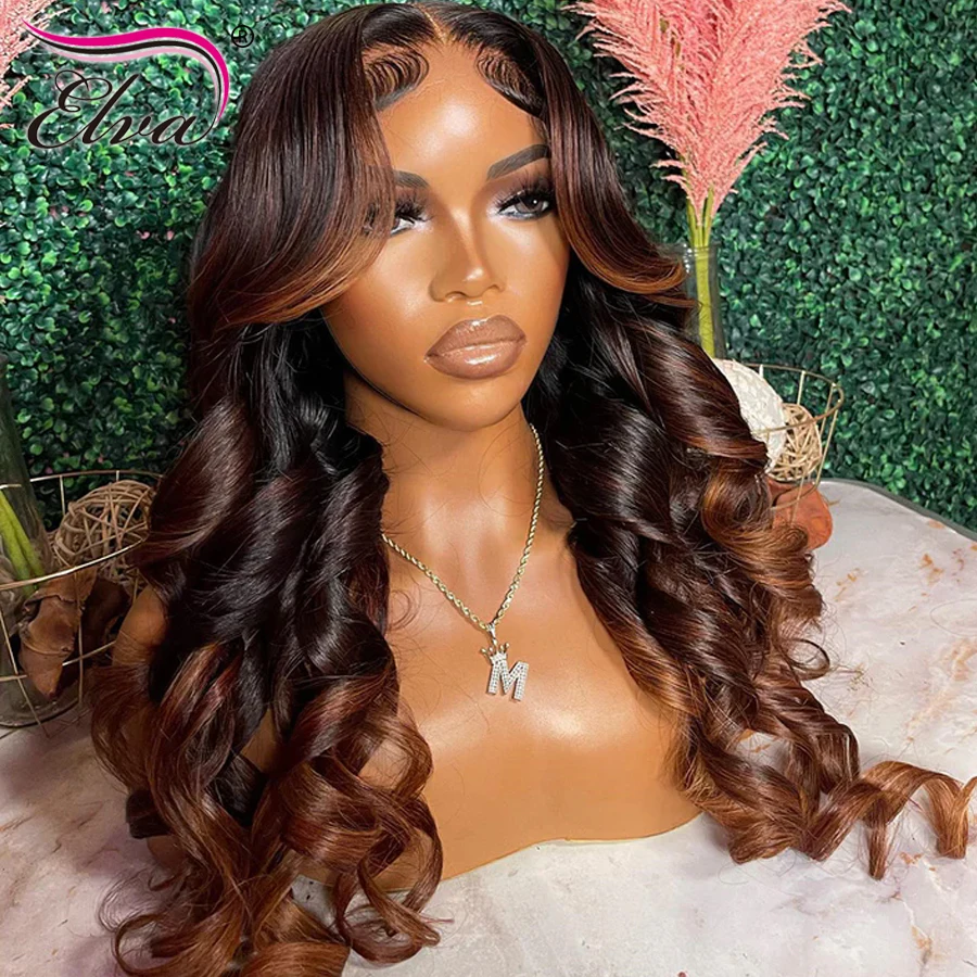 Elva Hair Highlight 5X5/9X6 HD Lace Closure Wig Glueless Ready Wear Wig Human Hair Loose Wave 13x4 HD Lace Frontal Full Wigs