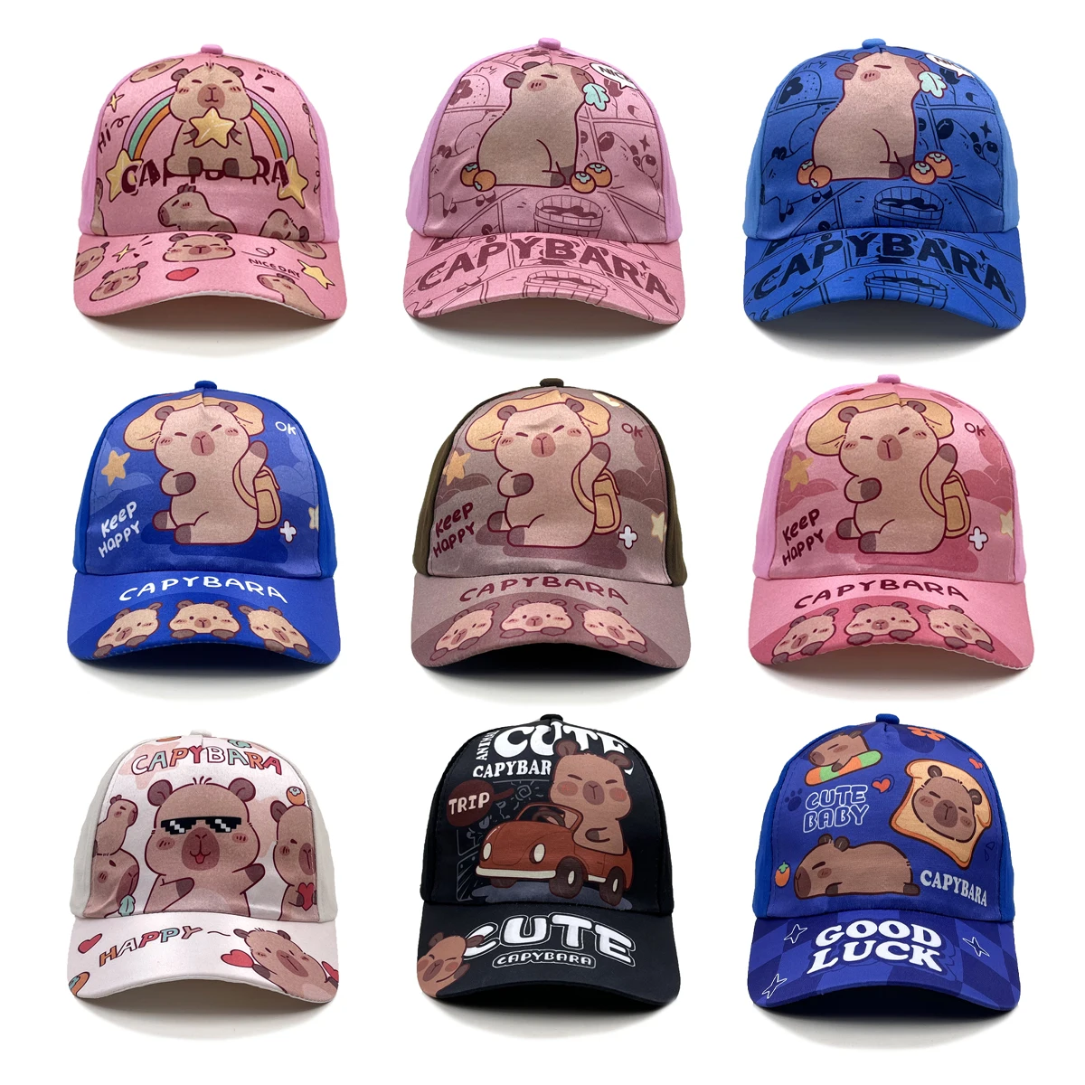 Spring Children's Baseball cap capybara Cute Cartoon Girl cap Boy Car Summer Outdoor Sunshade Hat Adjustable