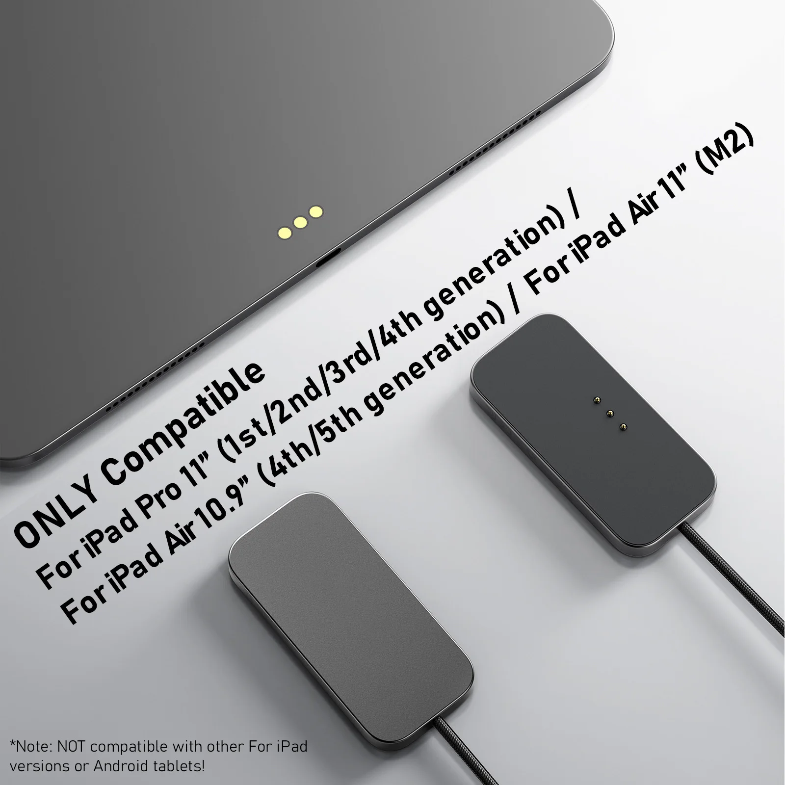 وحدة شاحن لاسلكي مغناطيسي لجهاز iPad Pro شحن سريع موصل ذكي شاحن لوحة شحن لاسلكية مع كابل USB-C