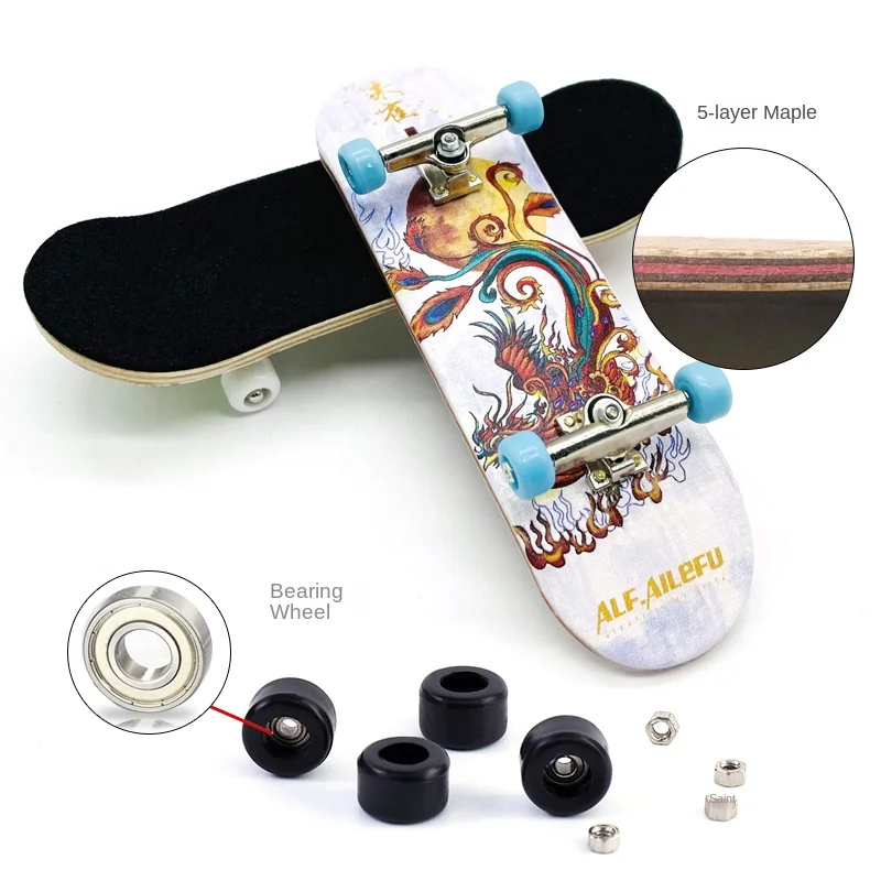 Finger Skateboard Maple Double Rocker Professional Bearing   Fingertip Skateboard Creative Children's Toy Gift Palm Skateboard