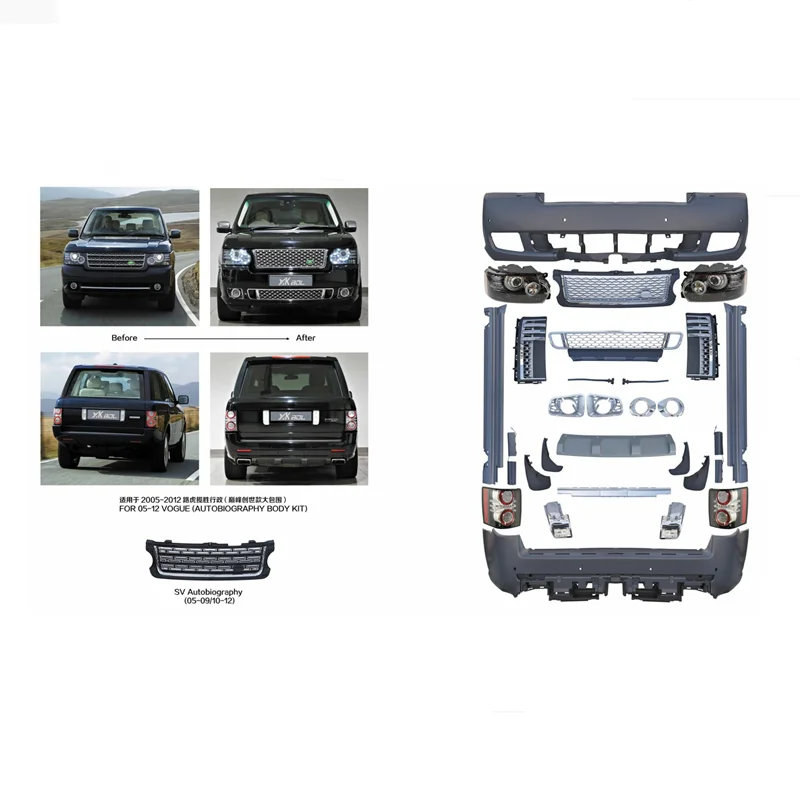 For Range Rover L322 Vogue 2002-2013 Exterior Design Pack Style Front Rear Bumper Wide Body Kitit