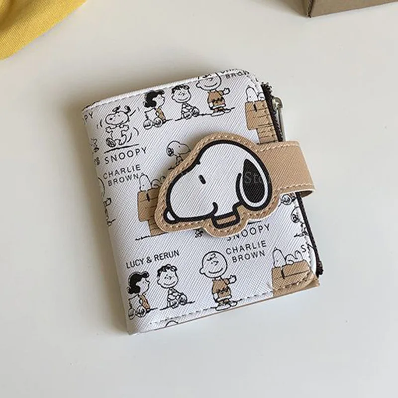 Snoopy Brieftasche Männer Frauen Doppel Falten geldbörse Cartoon Anime geldbeutel Multi Card Slot ID Halter Lagerung Koreanische Kurze Karte Set