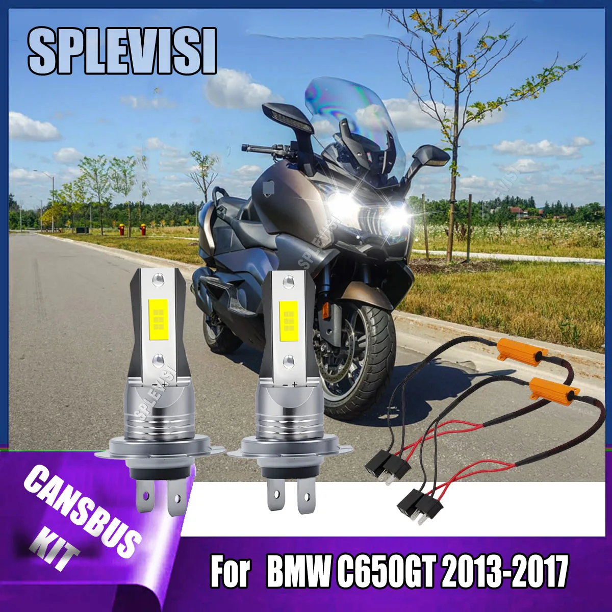 

2Pcs H7 CANbus Motorcycle Headlight Bulb Lamps -60,000 Hour Lifespan For BMW C650GT 2013 2014 2015 2016 2017