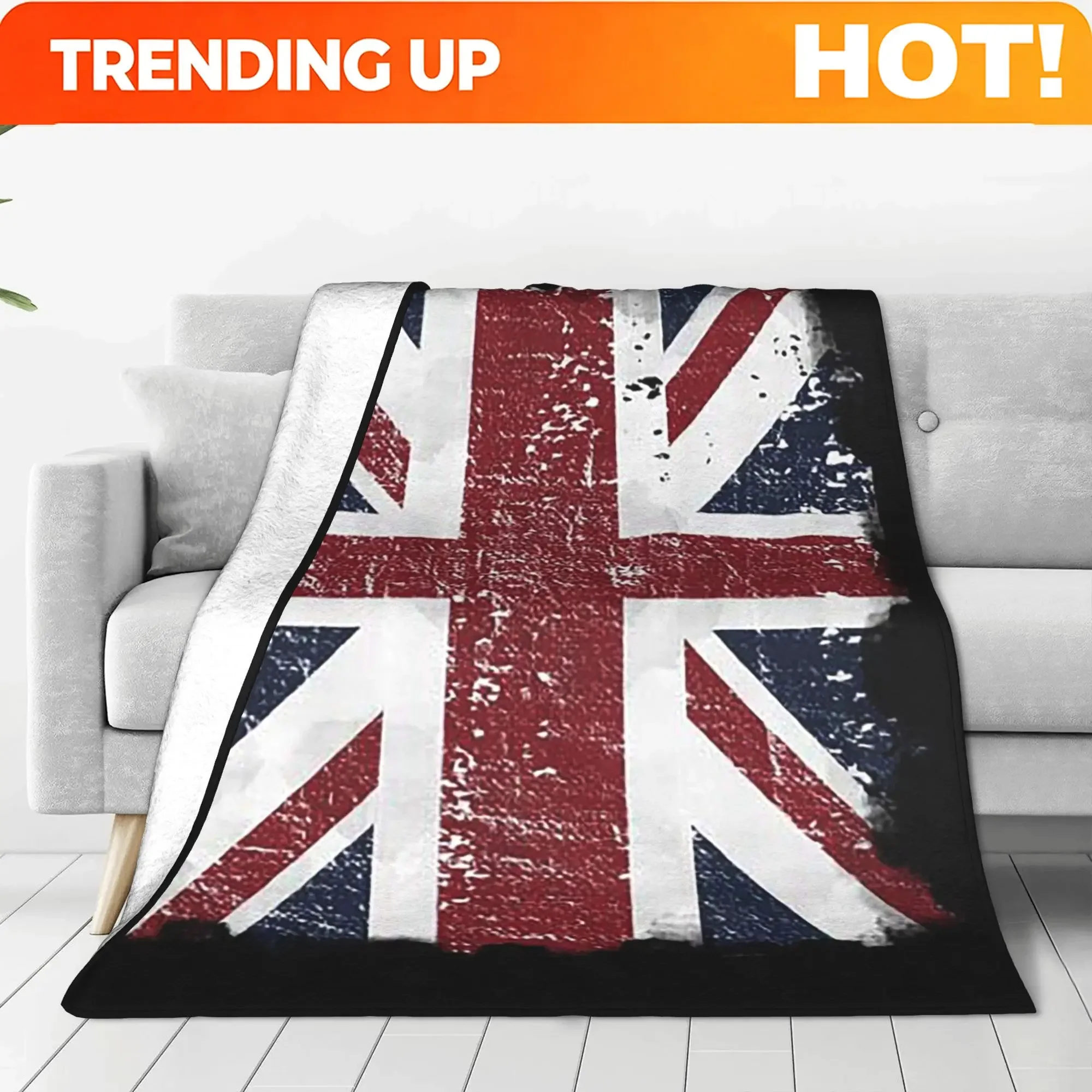 Customization Customization Custom Distressed British Flag Black Grey Union Jack Face Mask UK Blanket Breathable Fleece Sofa Thr